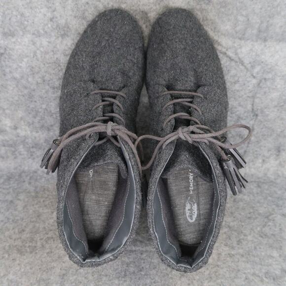 Dr Scholls Shoes Womens 9 Bootie Wedge Chukka Lace Up Casual Fashion Grey Tassel - Picture 7 of 14